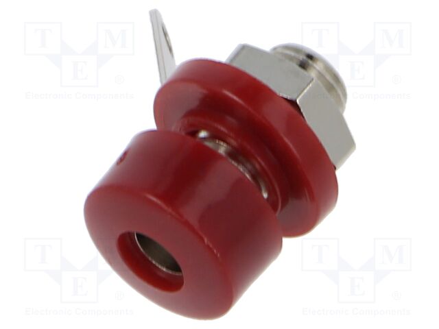 Connector: 4mm banana; socket; 15A; red; nickel plated; 17mm