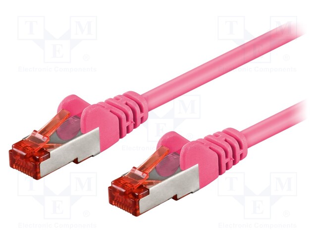 Patch cord; S/FTP; 6; stranded; Cu; LSZH; pink; 0.25m; halogen free
