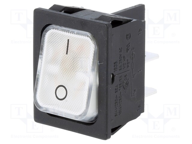 ROCKER; DPST; Pos: 2; ON-OFF; 10A/250VAC; white; IP40; LED; 100mΩ