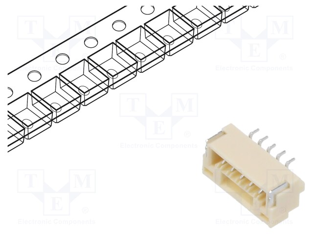Socket; wire-board; male; GH; 1.25mm; PIN: 5; SMT; 50V; 1A; horizontal