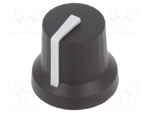 Knob; with pointer; rubber,plastic; Shaft d: 6mm; Ø16.8x14.5mm