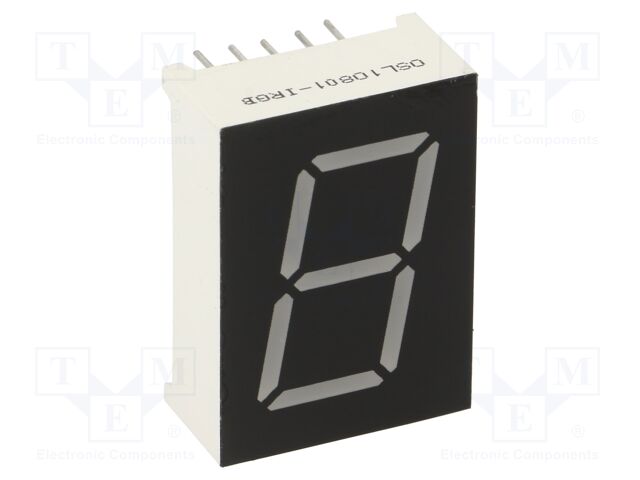 Display: LED; 7-segment; 20.4mm; 0.8"; No.char: 1; RGB; anode