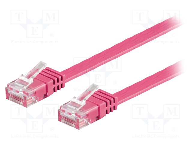 Patch cord; U/UTP; 6; stranded; Cu; PVC; pink; Len: 3m; 32AWG