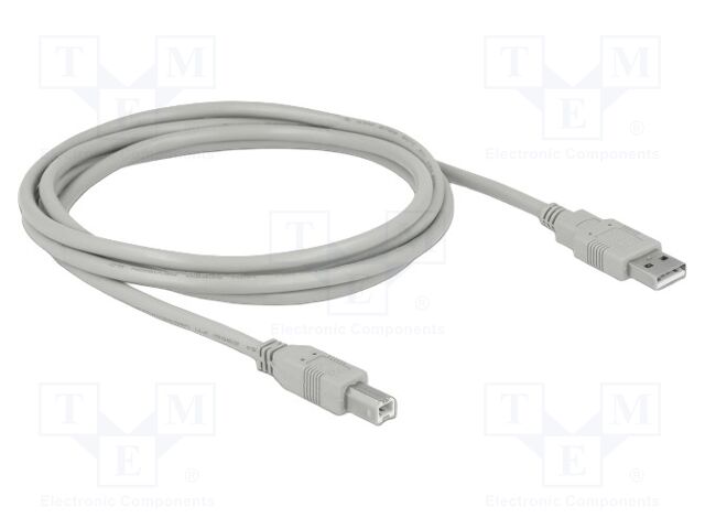 Cable; USB 2.0; USB A plug,USB B plug; 1.8m; grey; 24AWG,28AWG
