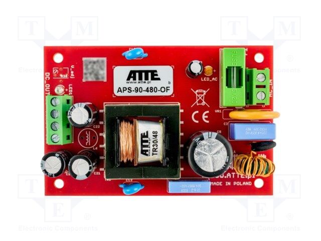Power supply; IP20; 190÷260VAC; CCTV; PCB; APS; 48VDC; -25÷50°C