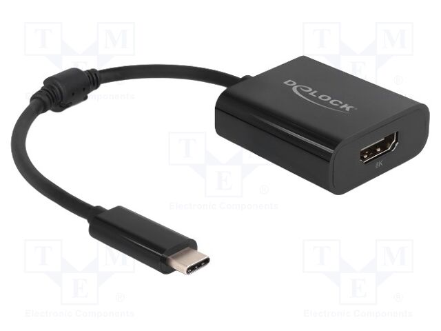 Adapter; HDMI socket,USB C plug; 0.15m; black; black