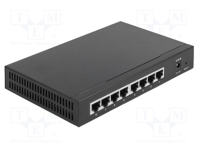 Switch Ethernet; DC socket,RJ45 socket x8; black