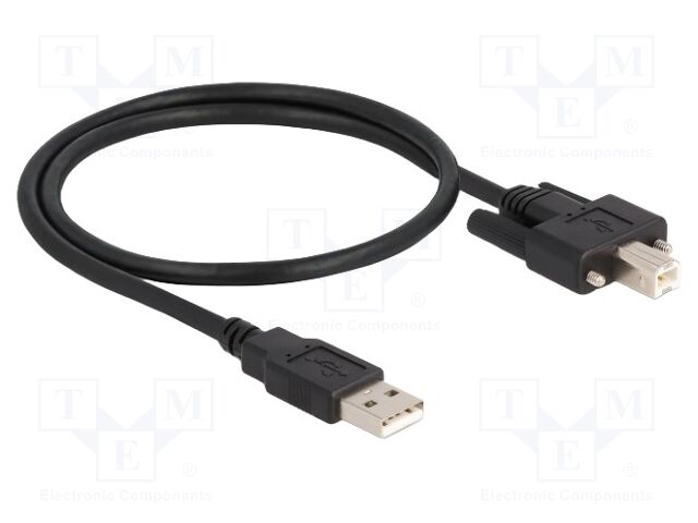 Cable; USB 2.0; USB A plug,USB B plug; gold-plated; 0.5m; black