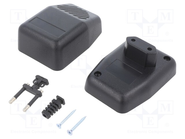 Enclosure: for power supplies; X: 62mm; Y: 85mm; Z: 50mm; ABS; black