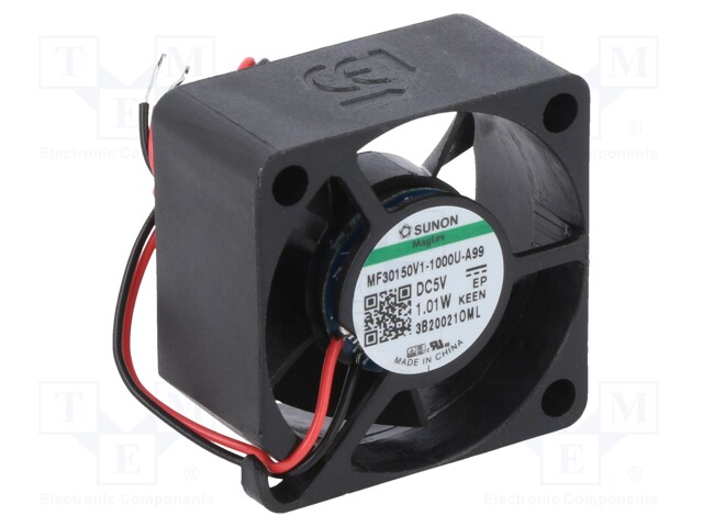 Fan: DC; axial; 5VDC; 30x30x15mm; 10.19m3/h; 27dBA; Vapo; 9500rpm