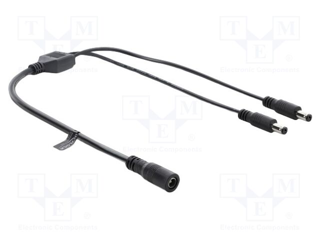 Cable; DC 5,5/2,1 plug x2,DC 5,5/2,1 socket; straight; black