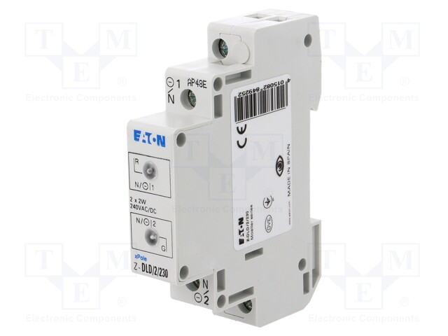 LED indicator; Mounting: DIN; 230VAC; Colour: red/green; 230VDC