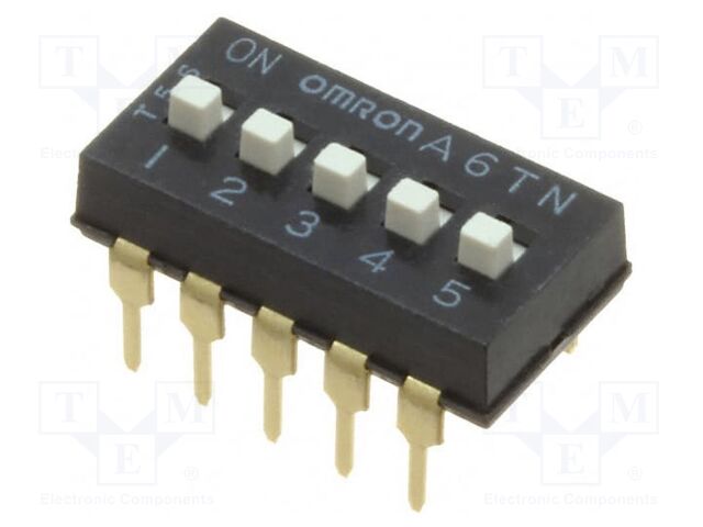 Switch: DIP-SWITCH; Poles number: 5; ON-OFF; 0.025A/24VDC; Pos: 2
