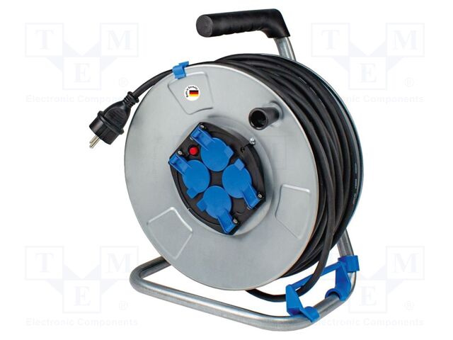 Extension lead; 3G1.5mm2; Sockets: 4; rubber; black; 50m; 16A