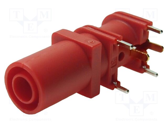 Connector: 4mm banana; socket; 1kVDC; 10A; 33mm; red; gold-plated