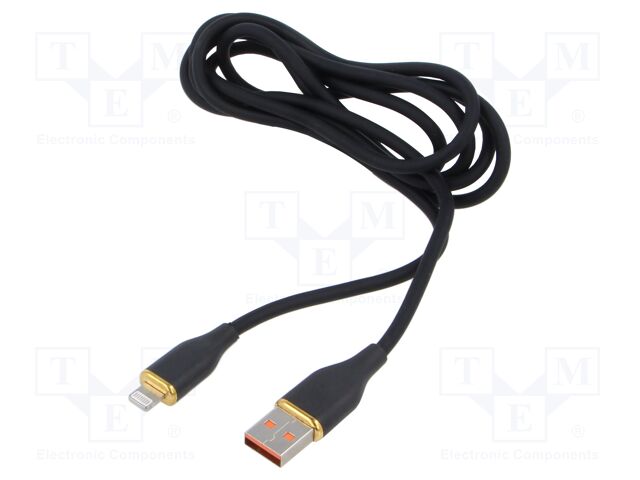 Cable; USB 2.0; Apple Lightning plug,USB A plug; 1.5m; black