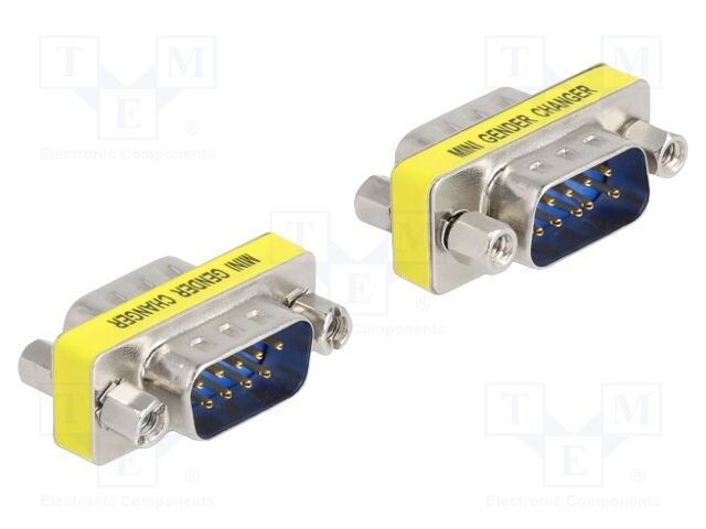Adapter; D-Sub 9pin plug,both sides; connection 1: 1; 2pcs.