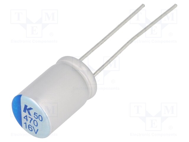 Capacitor: polymer; 470uF; 16VDC; ESR: 13mΩ; A750; THT; ±20%; 2000h
