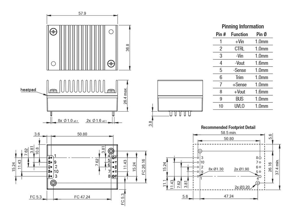 Converter: DC/DC; 40W; Uin: 14÷160V; Uout: 24VDC; Iout: 1.67A; OUT: 1