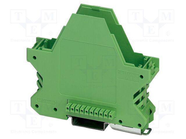 Enclosure base; with terminals; green; UL94V-0; ME 22,5; X: 84.8mm