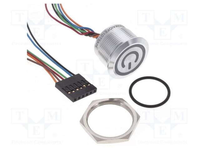 Switch: capacitive; Pos: 2; SPST; 1A/24VDC; IP68; OFF-(ON); RGB