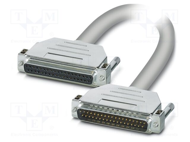 Cable; D-Sub 37pin socket,D-Sub 37pin plug; PVC; Len: 3m; grey