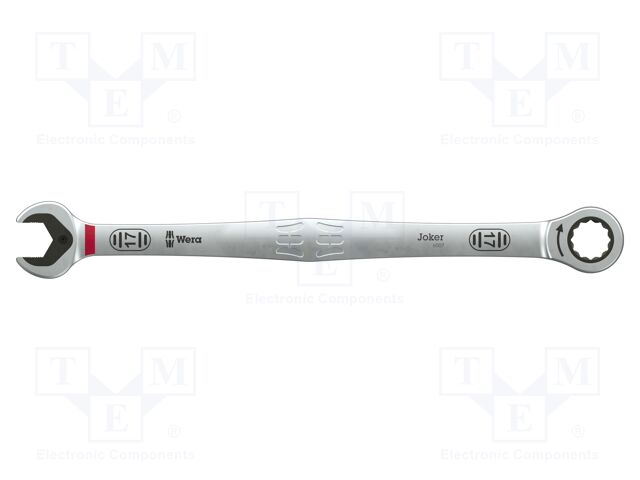 Wrench; combination spanner,with ratchet; 17mm; steel; long