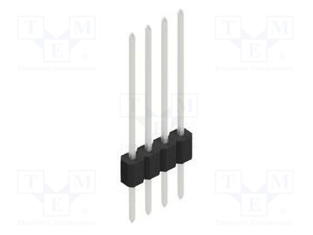 Connector: pin strips; pin header; male; PIN: 4; 1.27mm; THT; 1x4