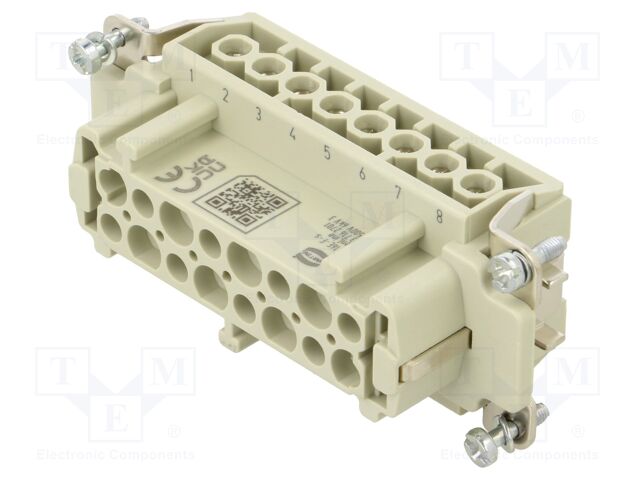 Connector: HDC; contact insert; female; 16A; 500V; Han E®; PIN: 16