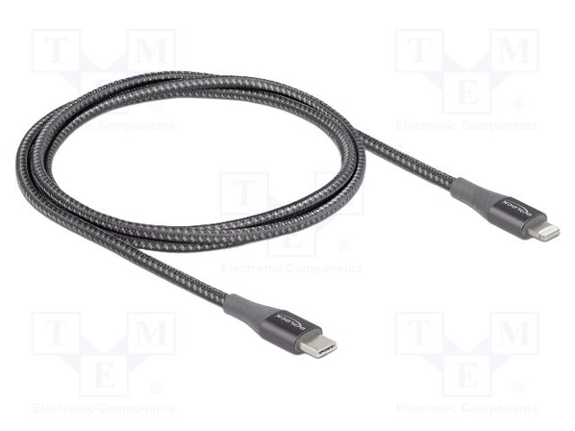 Cable; USB 2.0; Apple Lightning plug,USB C plug; 1m; grey; Cu