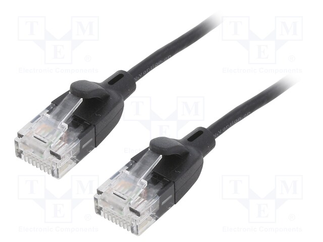Patch cord; U/UTP; 6a; OFC; PVC; black; 0.5m; RJ45 plug,both sides