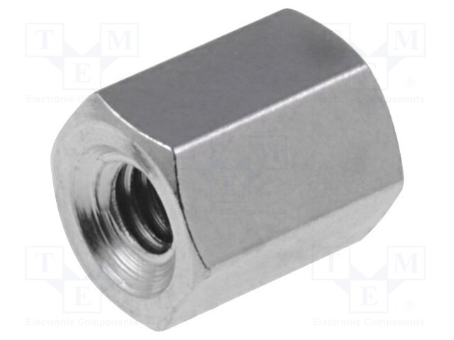 Screwed spacer sleeve; Int.thread: M2; 5mm; hexagonal; brass