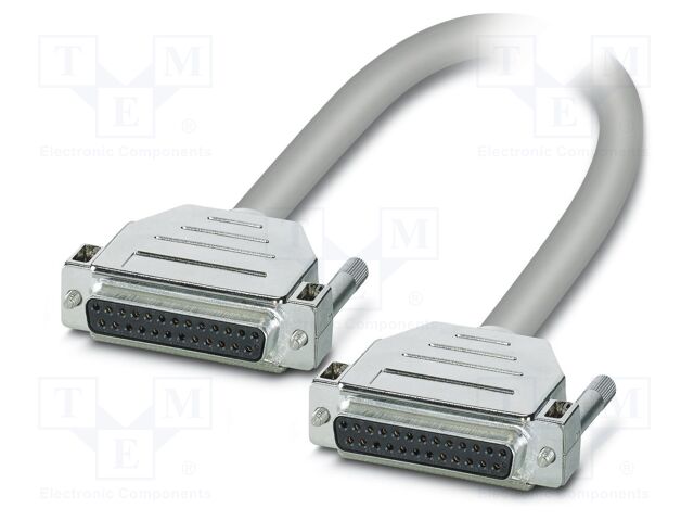 Cable; D-Sub 25pin socket,both sides; PVC; Len: 2m; grey; Core: Cu