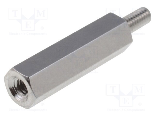 Screwed spacer sleeve; Int.thread: M4; 60mm; Ext.thread: M4; brass