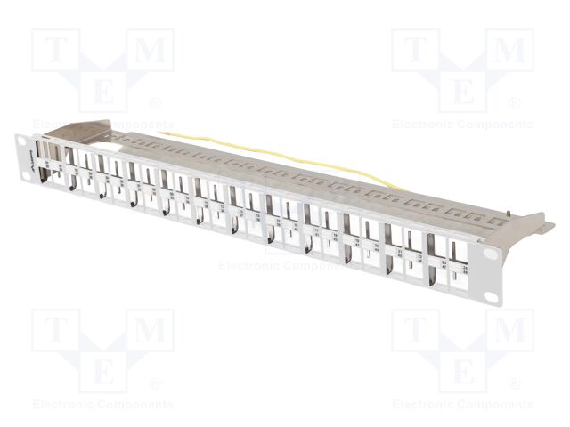 Patch panel; white; Number of ports: 48; rack 19"; RACK; Height: 1U