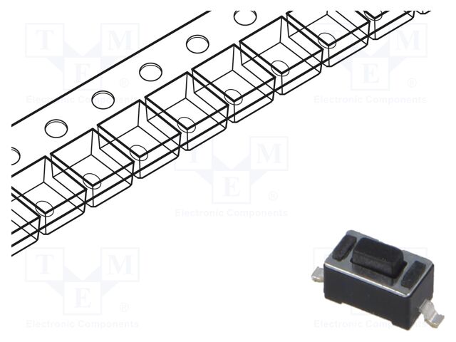 Microswitch TACT; SPST; Pos: 2; 0.05A/12VDC; SMT; 1.57N; 4.3mm