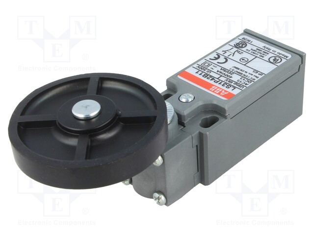 Limit switch; lever R 26,5mm, rubber roller Ø50mm; NO + NC; 10A