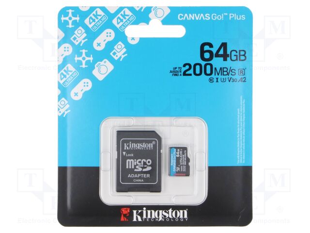 Memory card; microSD; R: 170MB/s; W: 70MB/s; Class 10 UHS I U3