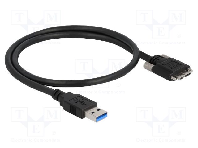 Cable; USB A plug,USB B micro plug; gold-plated; 0.5m; black