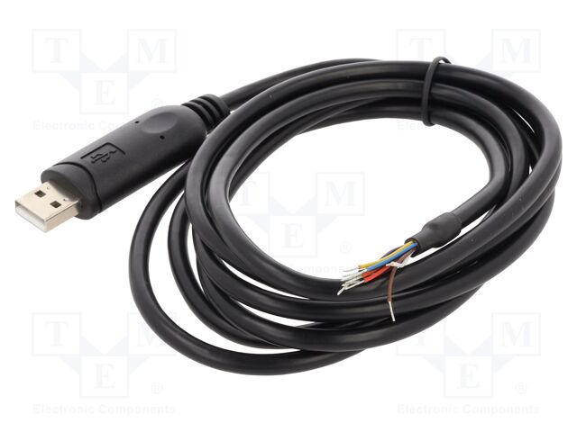 Cable; USB 2.0; wires,USB A plug; gold-plated; 2m; black; Cu; 26AWG