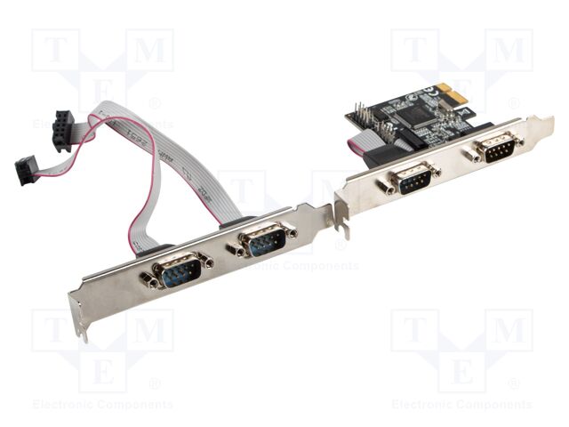 PC extension card: PCIe; D-Sub 9pin male x4,PCIe; 0÷50°C