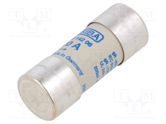 Fuse: fuse; gR; 20A; 690VAC; ceramic,cylindrical,industrial