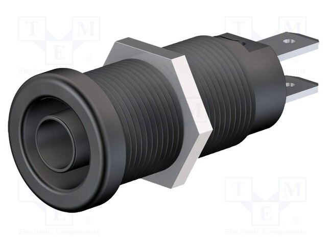 Socket; 4mm banana; 37mm; black; nickel plated; screw,panel; 20A