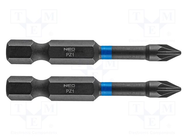Kit: screwdriver bits; Pozidriv®; 50mm; PZ1; impact; 2pcs.