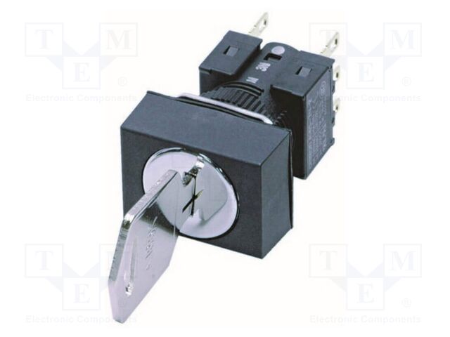 Switch: rotary with key; 16mm; Stabl.pos: 3; DPDT; black; IP65
