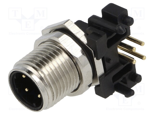 Socket; M12; PIN: 4; male; D code-Ethernet; THT; IP65/IP67; 250V; 4A
