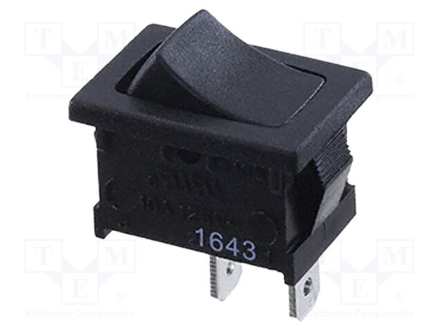 ROCKER; SPST; Pos: 2; OFF-(ON); 5.5A/250VAC; black; Rcont max: 35mΩ