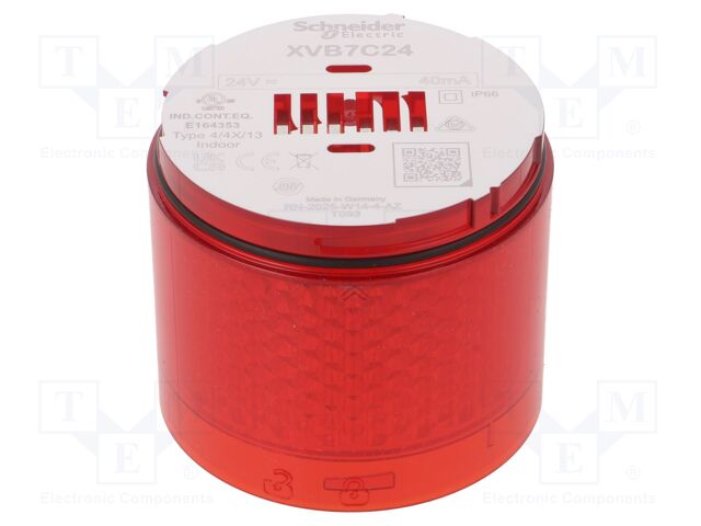 Module: light signaller; red; LED; 24VDC; 24VAC; IP66; Ø70x59.3mm