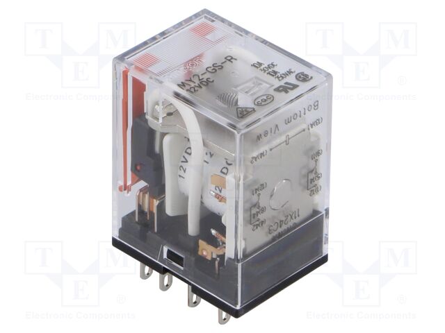 Relay: electromagnetic; DPDT; Ucoil: 12VDC; Icontacts max: 10A