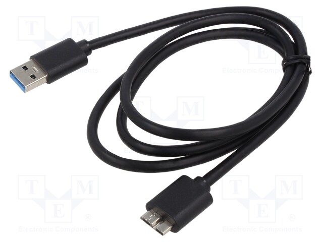 Cable; USB 3.0,USB 3.1; USB A plug,USB B micro plug; 1m; black